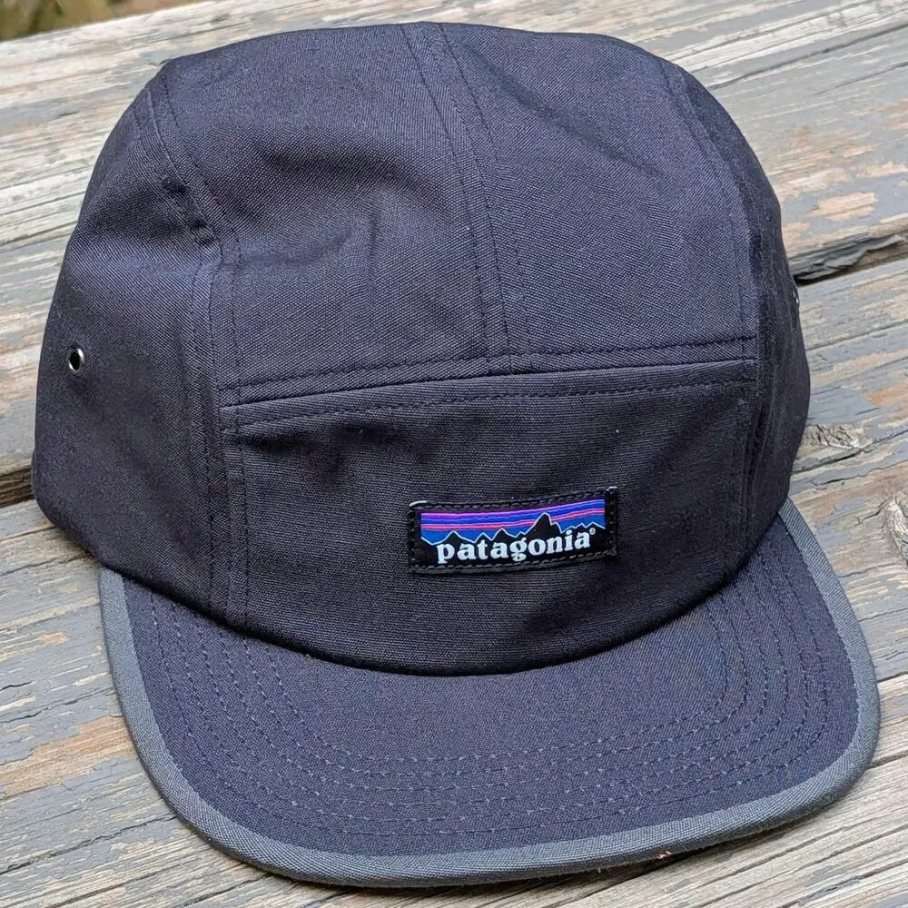 Patagonia Maclure Hat Black 5-Panel Organic Cotton Canvas Camper Cap Gorpcore